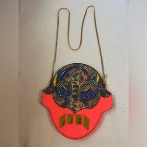 Stella McCartney Bag | Python Faux Leather |Superhero Chain | Clutch Purse